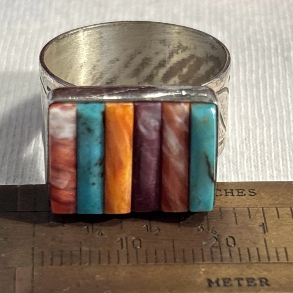 VTG Jay King Mine Finds Turquoise Coral Spiny Oyster Sterling Mens  Ring Sz 10.5
